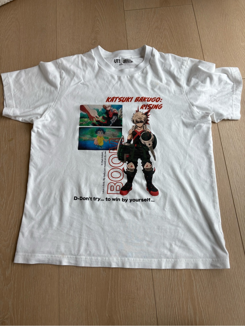 Uniqlo White My Hero Academia Katsuki Bakugo Graphic Tee